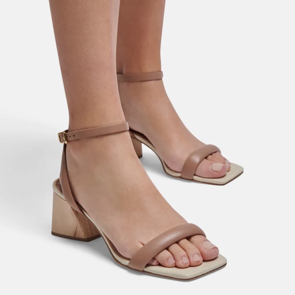 Dolce Vita Tan Brown Open Toe Modi Sandal Heels